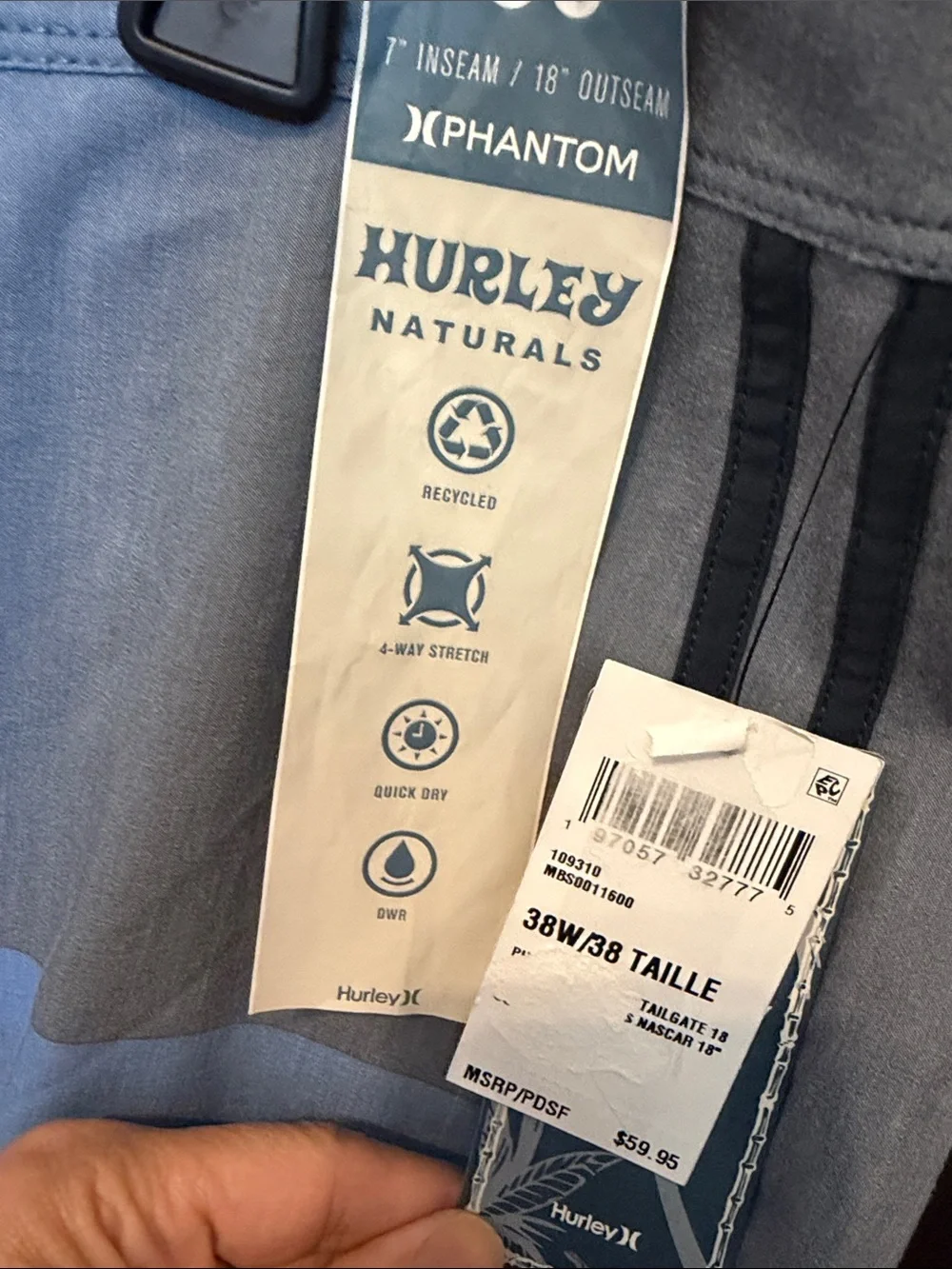 Hurley Men’s Gray, Light Blue & White Gradient Boardshorts